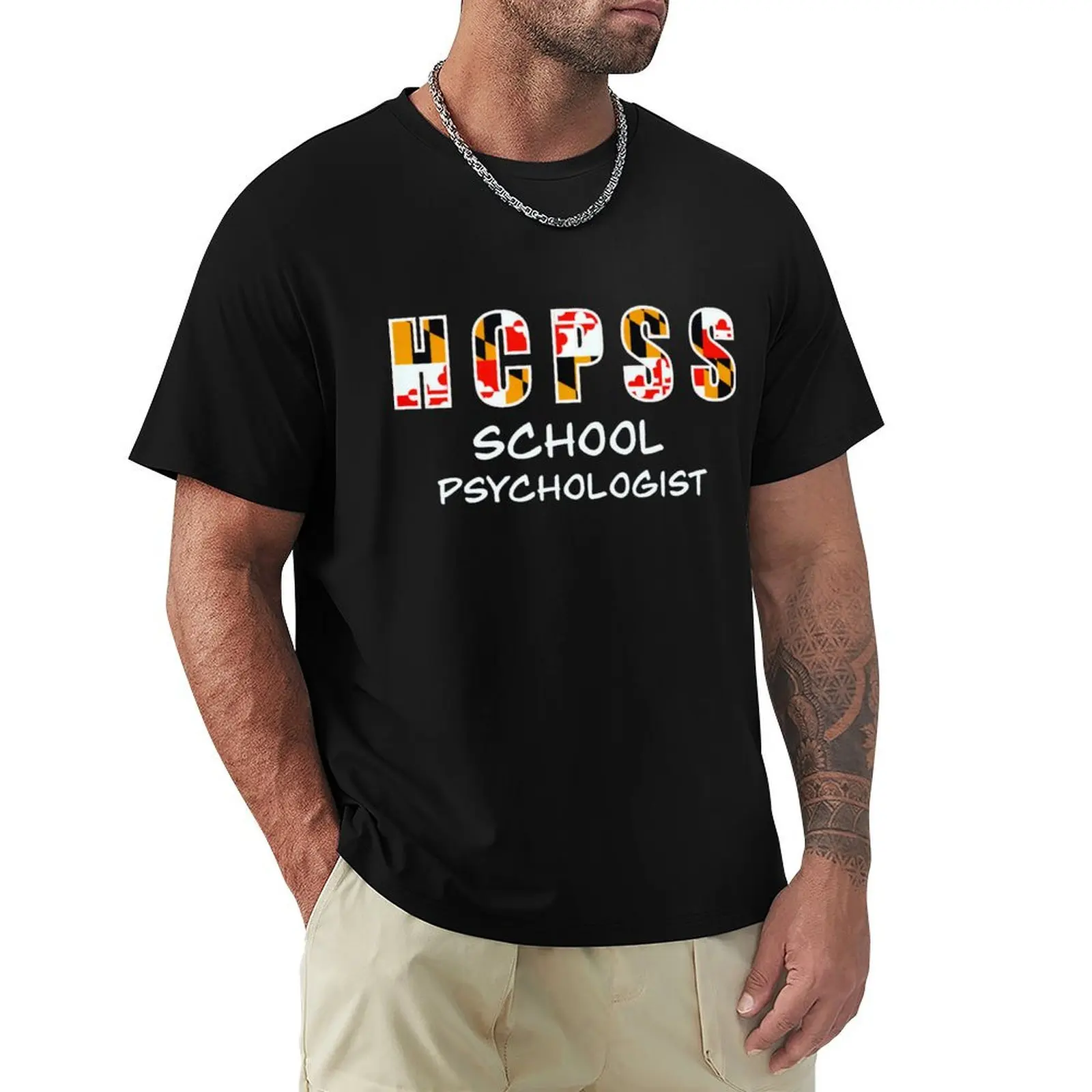 Фото Копия футболки HCPSS School Psych с белым текстом, быстросохнущая, для бега, с коротким рукавом. №1