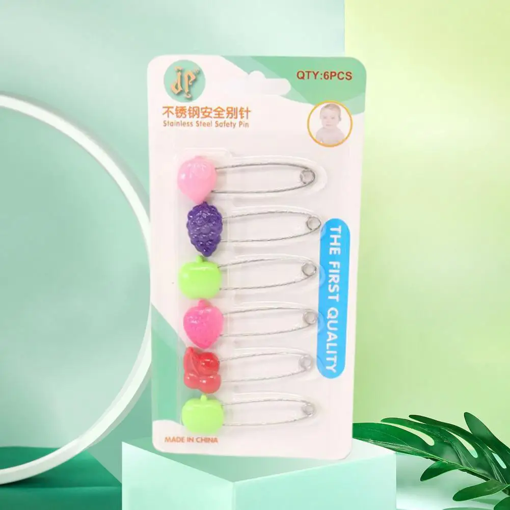 

6 шт. Симпатичные булавки для подгузников, легкие безопасные булавки, привлекательный внешний вид, износостойкие булавки в форме фруктов для детей