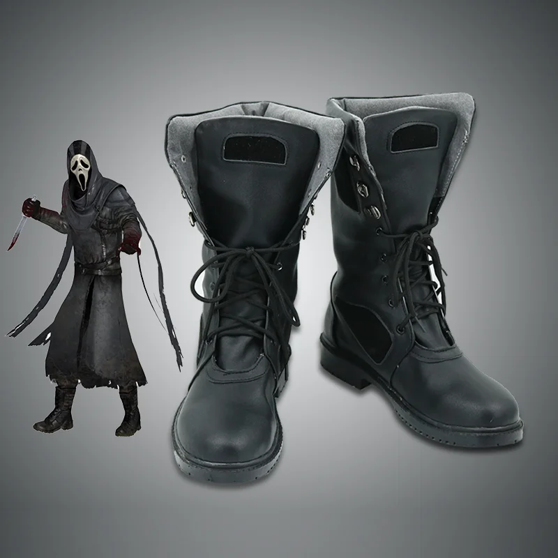 

Movie The Living Cosplay Daylights The Gost Face Shoes Black Ankle Boots Halloween Costumes Accessories Carnival Custom Made