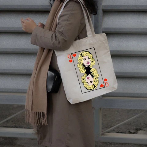 Косметичка «Долли Партон», холщовая сумочка-тоут с тележкой для игр и карт, женская сумка для покупок в стиле кантри и музыки