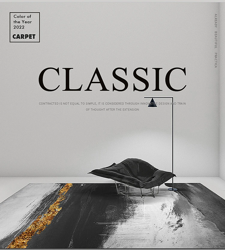 

Original design living room carpet, grey, modern, simple, luxurious, high-class home bedroom, bed end sofa, coffee table mat