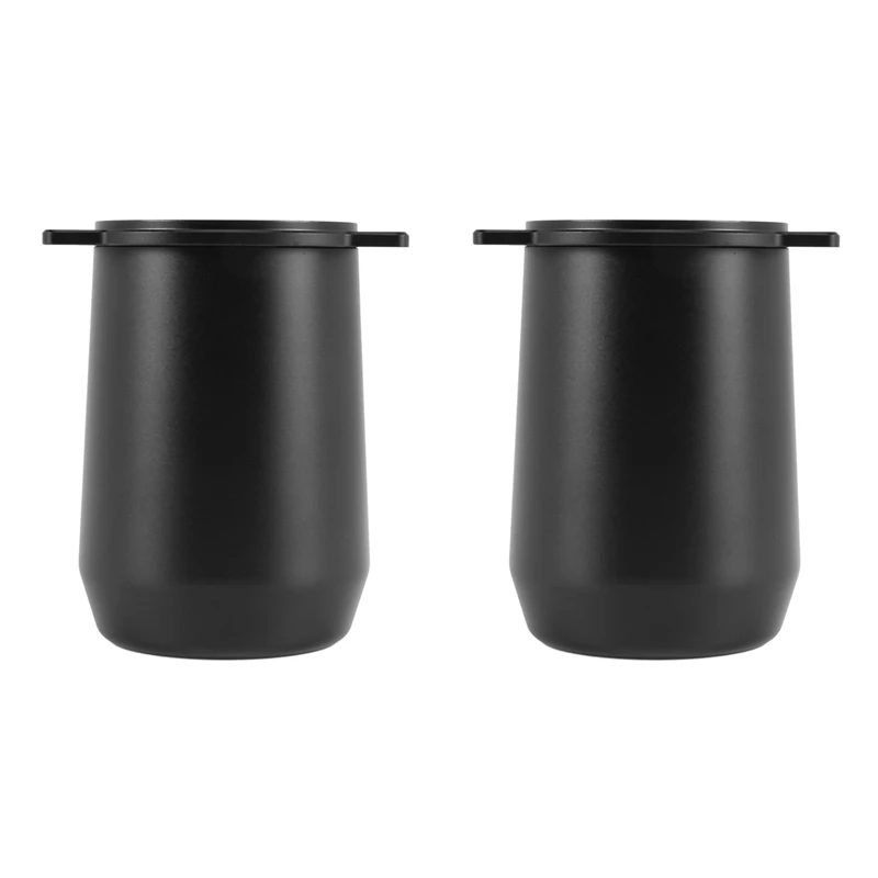 

New-2X Stainless Steel Coffee Dosing Cup Sniffing Mug Powder Feeder Part For 54Mm Espresso Machine Coffee Dosing Cup Black