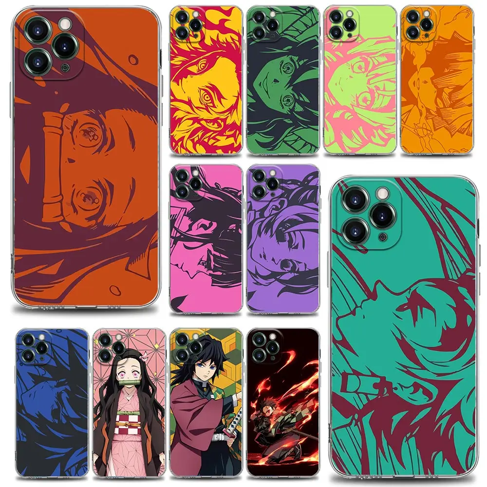 

Cute Japan Anime Kimetsu No Yaiba Case For iPhone 11 12 13 Pro Max XR XS X 8 7 SE 2020 Plus Clear Soft Cover Shell Demon Slayer