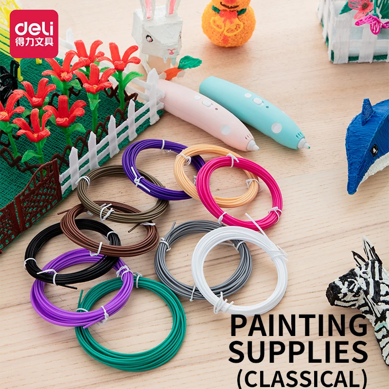

Deli 3D Printing Material Dazzling Fluorescent Retro PCL 1.75mm Environmentally Friendly Material 3D Drawing Pen Supplies