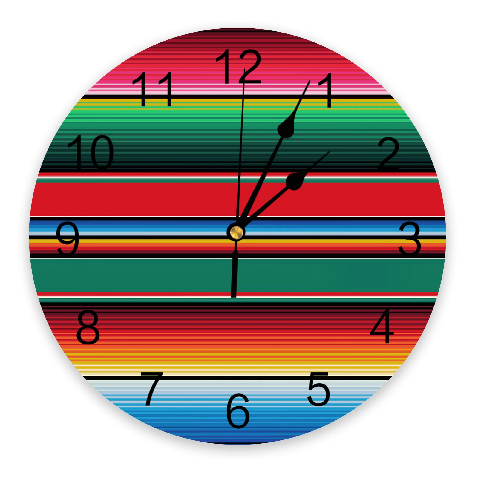 

Красочные мексиканские полосы, настенные часы для спальни, большие современные кухонные круглые Настенные часы для столовой, часы для гостиной, часы, домашний декор