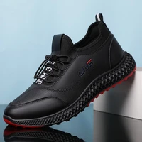 2022 sports shoes mens new trend all match leather waterproof casual shoes soft bottom lightweight non slip running shoes