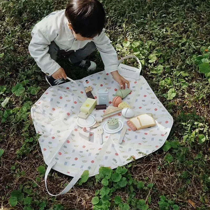 Сумка для пикника десерт пирожные миниатюры блюда Имитация деревянной игрушки