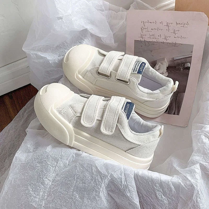 Стильные Белые Парусиновые Туфли На Плоской Подошве С Большой Головкой Для