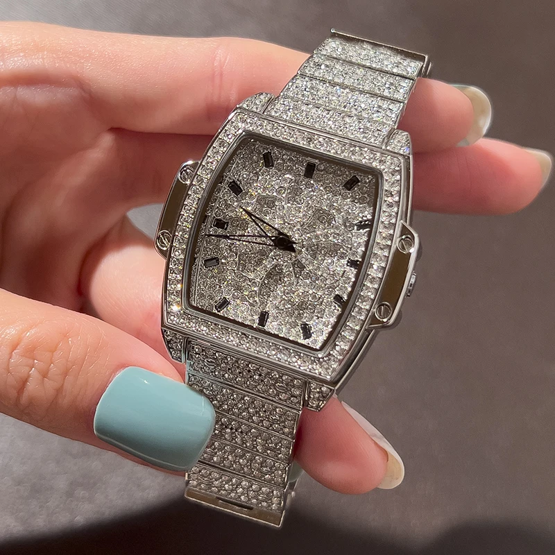

Korean Style Light Luxury Fashion Good Luck Comes Full Diamond Niche Square Casual Fashion Women's Quartz Watch Fashion