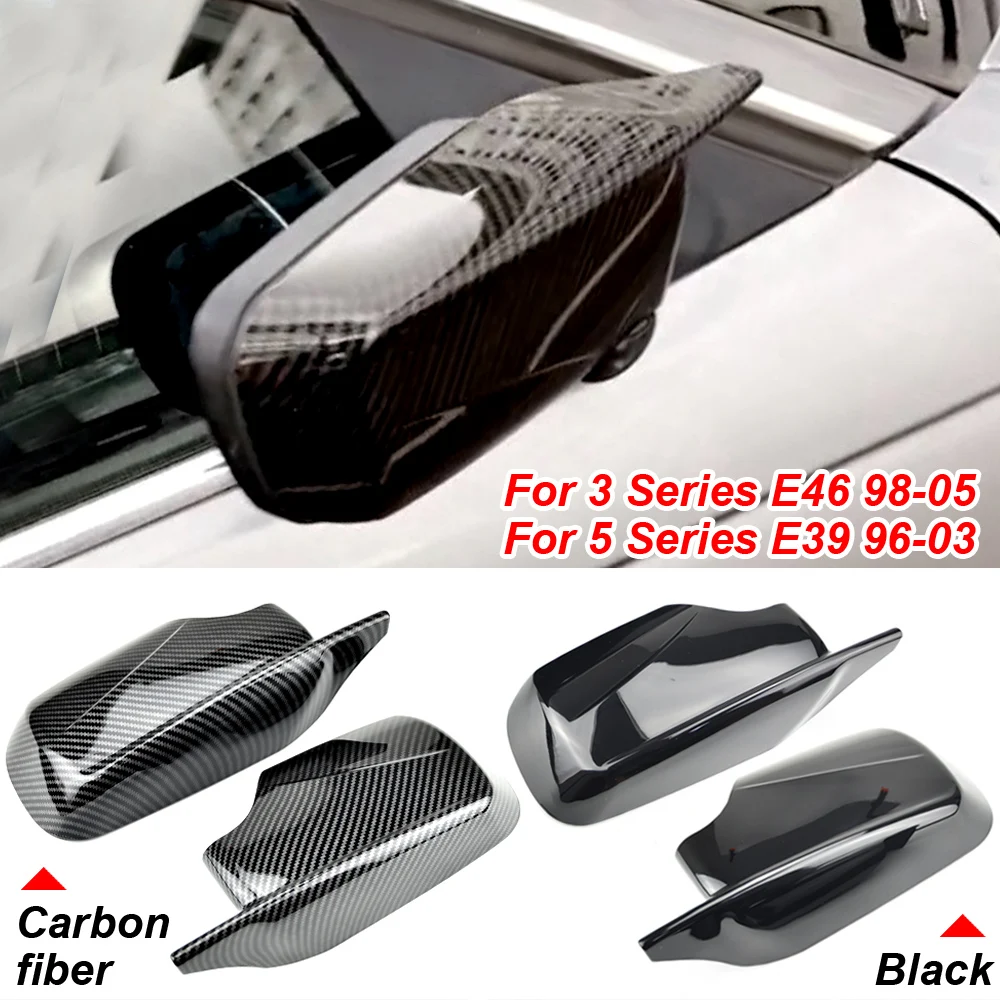 

2021 M4 Sport Sytle Car Side Rear View Mirror Cover Cap Shell Replacement Carbon Fiber Look for BMW E46 E39 1998-2005 4 Doors