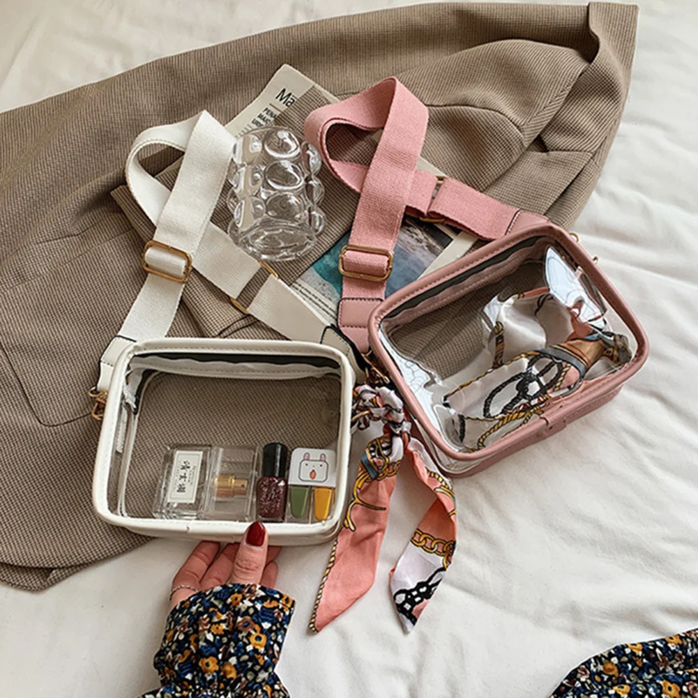 

Women Leisure PVC Transparent Shoulder Tote Bag Exquisite Ladies Solid Color Shoulder Bag for Birthday Gift