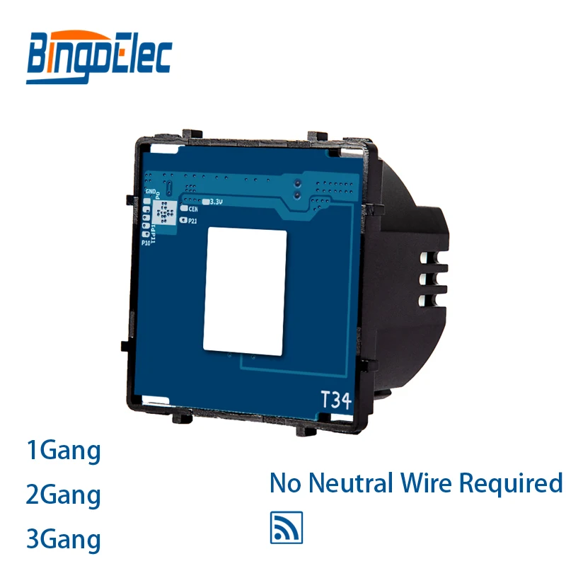 Переключатель Bingoelec с Wi-Fi, часть европейского стандарта, 1/2/3/4 клавиши, сенсорный беспроводной датчик, не требует/не требуется нейтральный провод