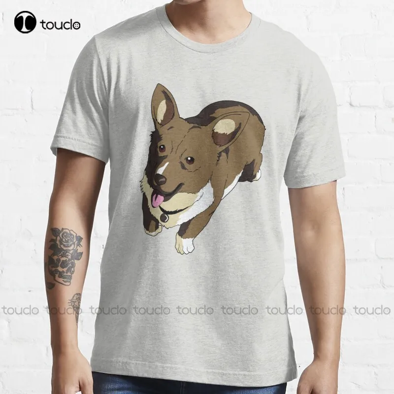 

Новинка, футболка Corgi Ein The Data Dog Cowboy Bebop, футболка с изображением собаки, Классическая футболка, спортивные рубашки унисекс для мужчин