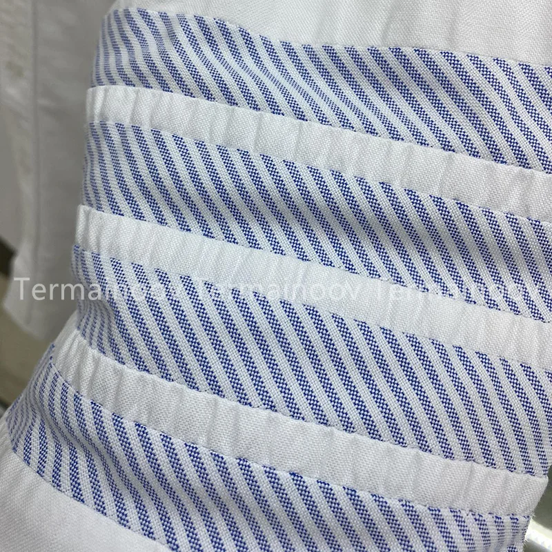 TB Shirts Men Blue Striped Brand New Dress Patchwork Full Sleeve Shirt Formal Business Men Shirts Turndown Collar Men Clothing