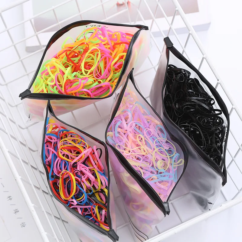 

1000/500PCS Disposable Rubber Band Hairband For Children Ponytail Hairs Ties Colourful Elastic Hair Bands Baby Hair Accessories