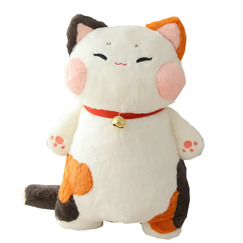 

Japan Calling Bring Fortune Cat Plushie Stuffed Animals Flower Orange White Cats Throw Pillow Neck Bell Decor Necklace Toys Kid