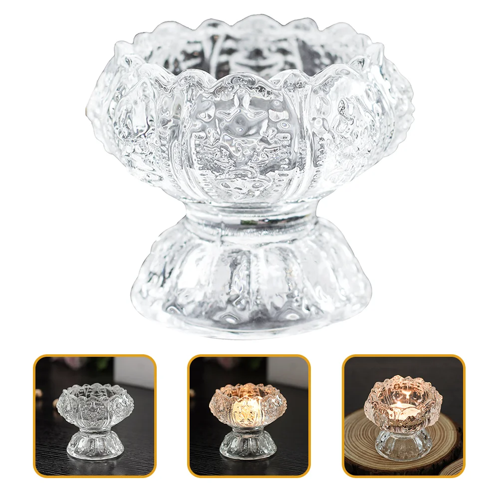 

2pcs Decorative Party Delicate Tea Holder Decoration Glass Tea Holder Candlestick Holders Holder