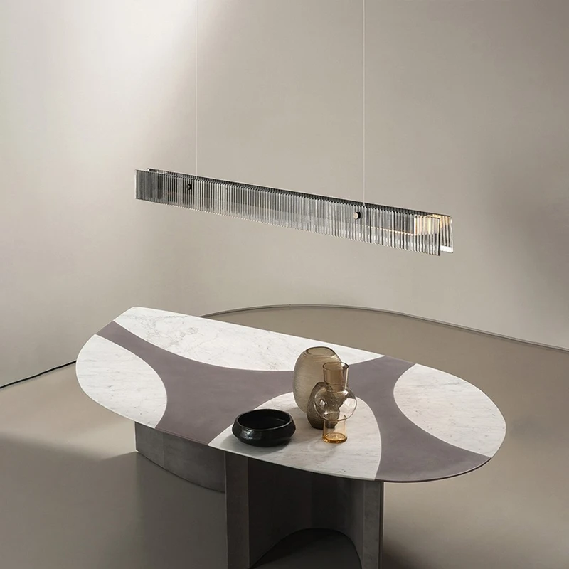 

Светодиодная художественная люстра, Подвесная лампа, потолочный светильник, Современная Минималистичная полоса, люстра из волнистого стекла, для ресторана, столовой, домашний декор, подвесной