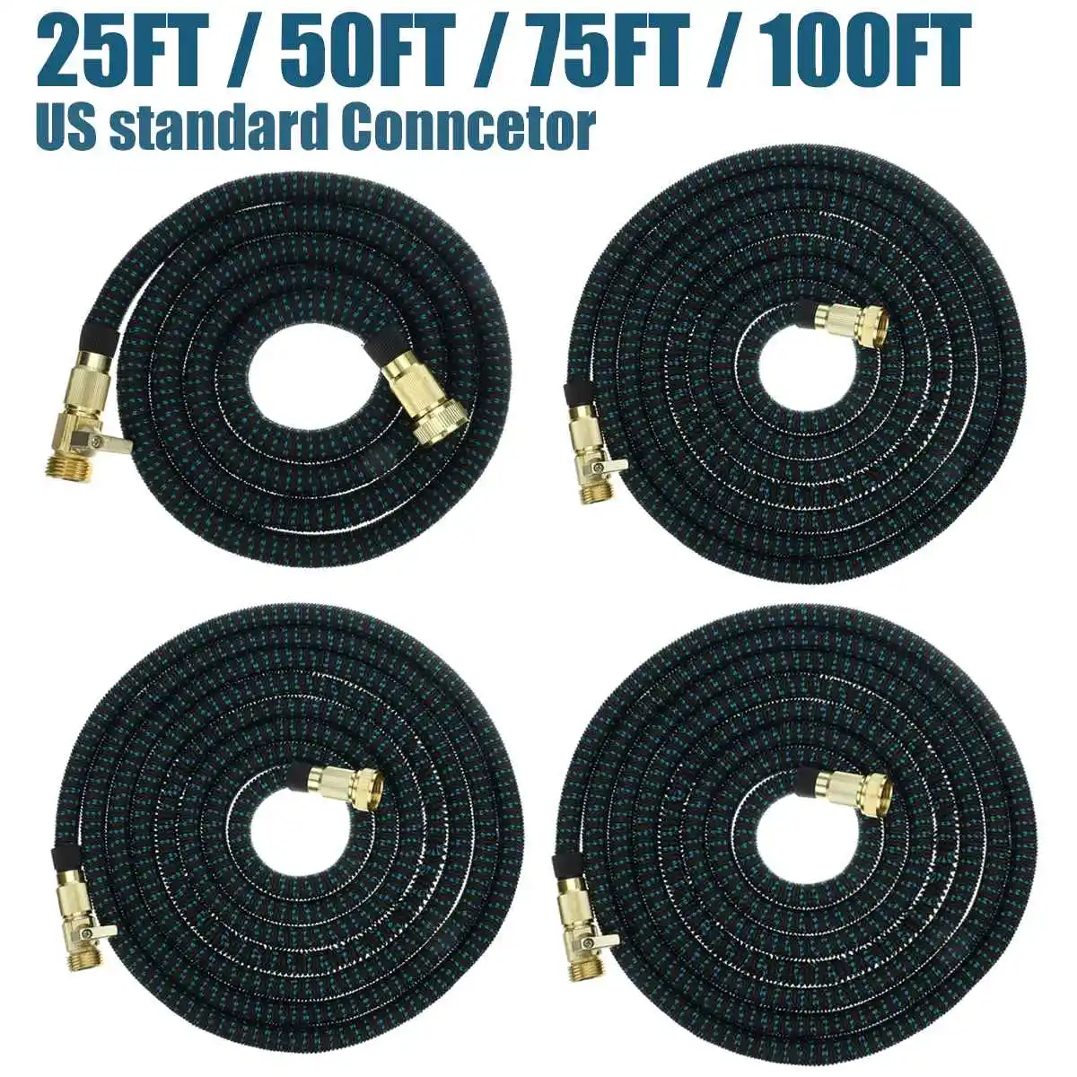 

25-100FT Car Washer US Version Garden Water Hose Flexible Expandable High Preasure Watering Washing Hose Pipe With Storage Bag