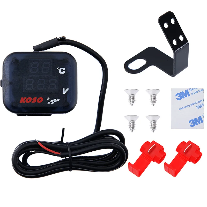 

Motorcycle Digital Thermometer KOSO Voltmeter Temperature Voltage Display Gear Indicator With USB Charge Water Temp Meter Gauge