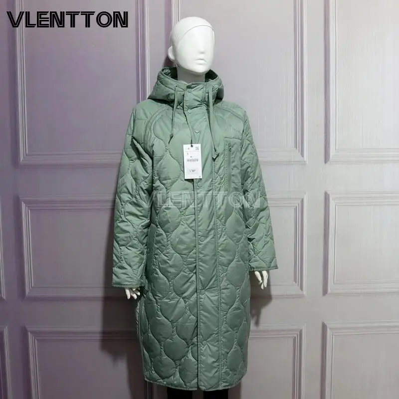 New Autumn Winter Women Vintage Green Parka Jacket Coat Casual Warm Loose Hooded Overcoats Female Oversize Long Outwear Ladies