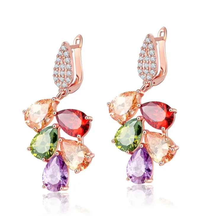 

2023 NEW Zircon crystal colorful drops long earrings jewelry Crystals from Swarovskis Fit Mona Lisa For Women Wedding Earring