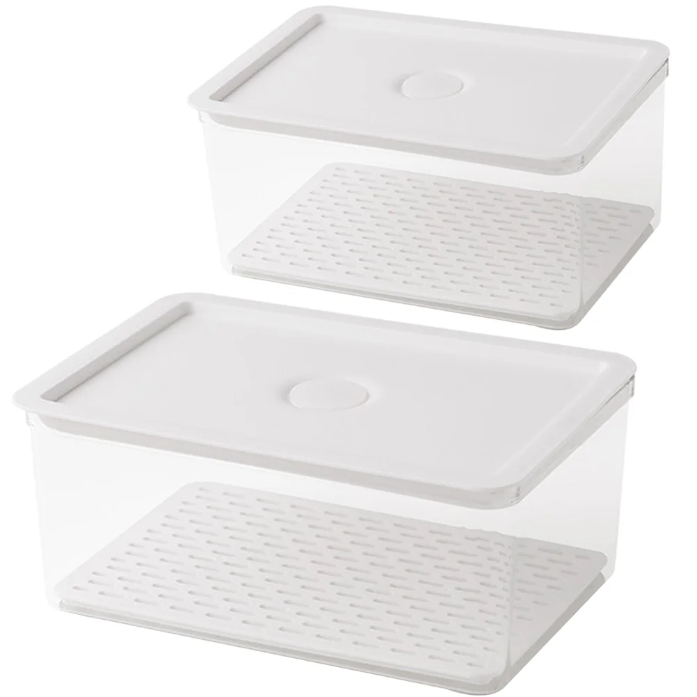 

2Pcs Organizing Storage Containing Fresh Keep Box Fridge Sealed Container for Grains Bread