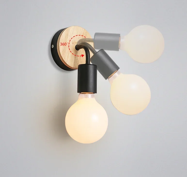 Деревянные Настенные светильники E27 в стиле ретро для спальни гостиной лестницы