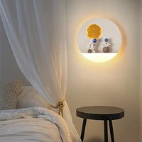 led astronaut small wall lamp bedroom bedside lamp living room background wall aisle personality astronaut moon childrens room
