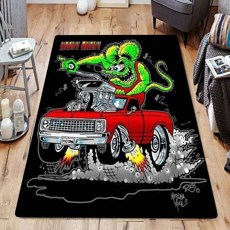 Фото Забавные коврики для комнаты, ковры для ног, R-Rat Fink, входной коврик, кавайный ковер, напольные коврики, коврик для ванной, кухонный ковер для прихожей, домашний декор №2