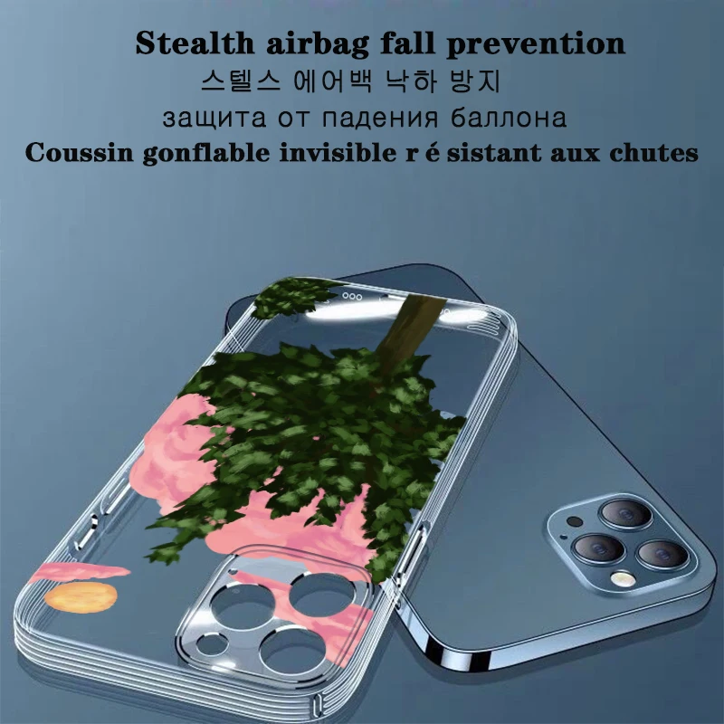 

UV Printed Big Tree Pattern Clear Phone Case for iPhone 11 12 13 X Pro Max, Shock Resistant Lightweight TPU Cover