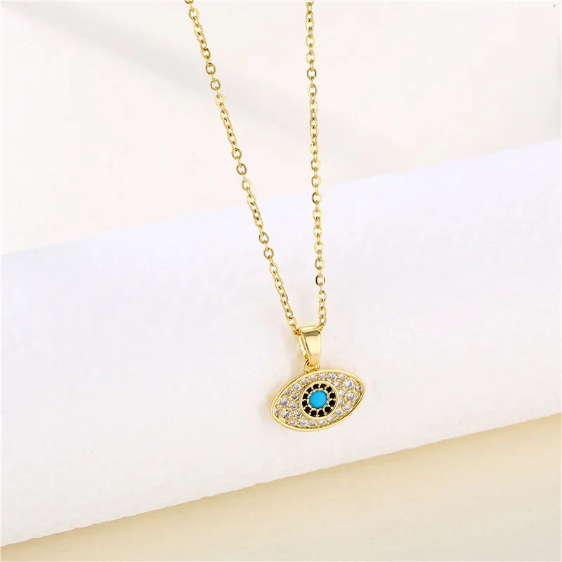 

Gold Color Evil Eyes Pendant Necklaces Punk 18 Inch Stainless Steel Chains Women Girls Amuleto Jewelry Accessories Gifts