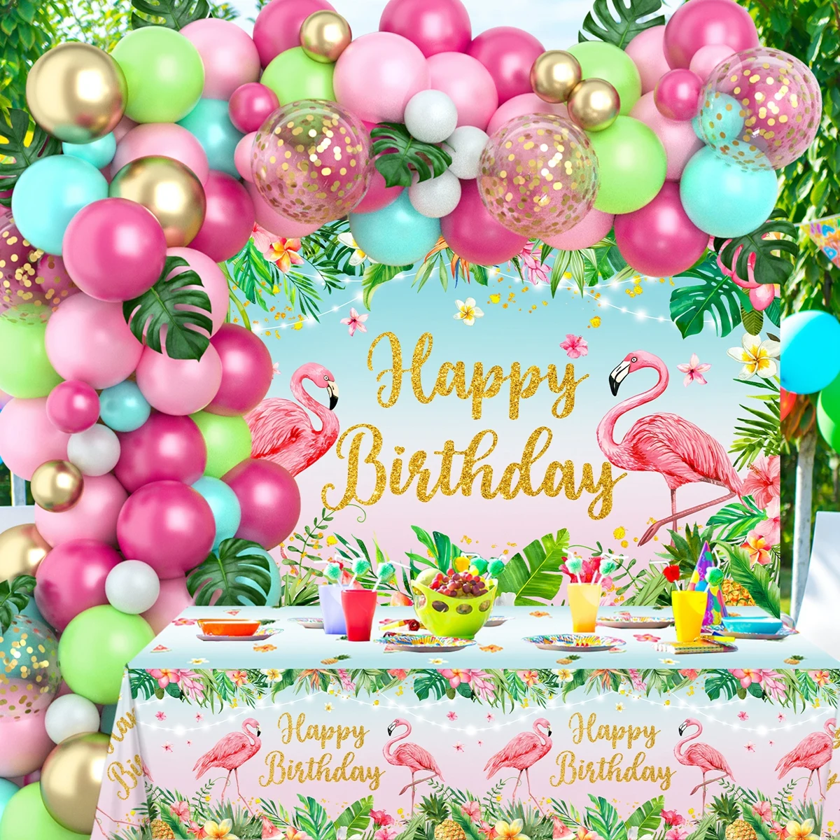 Гавайский фламинго искусственная гирлянда семейный набор летние пляжные