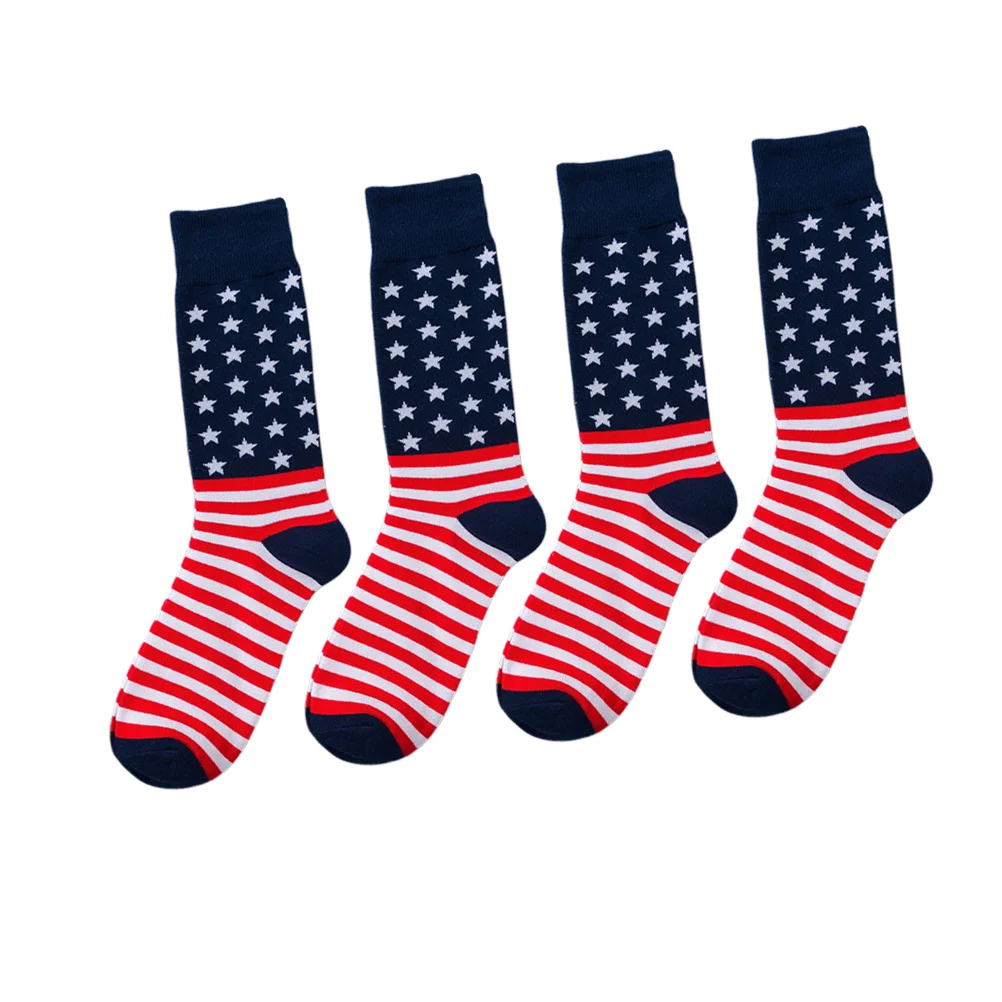 

Socks Flag Stockings Fun High Calf Warm Made Cotton Crew Fourth The Stripe Dress Pattern Americanday Independence Stars Stripes