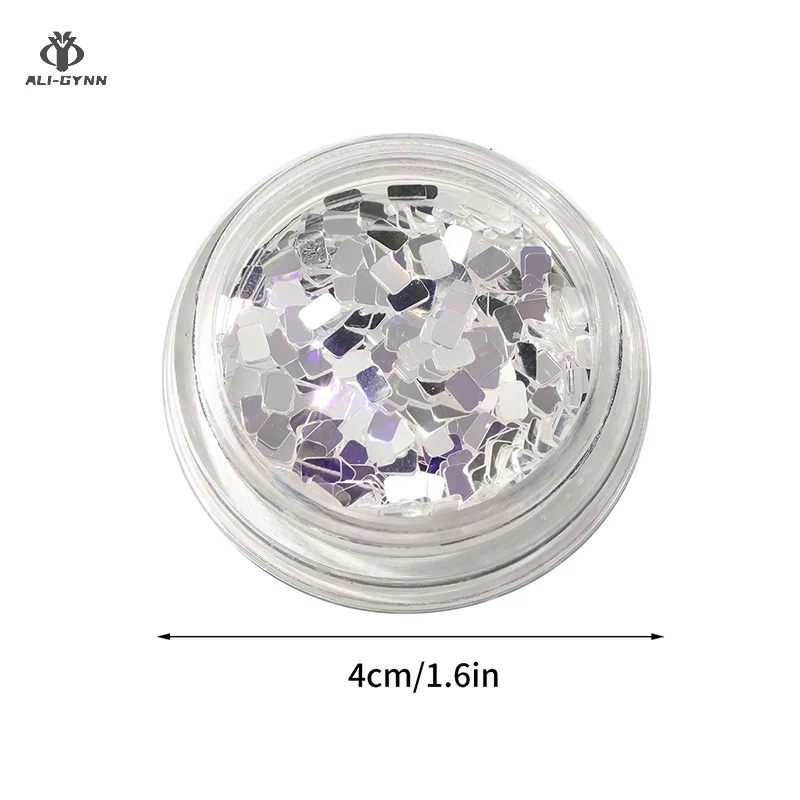 1 квадратная серебряная банка с блестками для ногтей ювелирные изделия