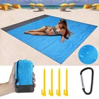 2021 горячие пляжные полотенца коврик анти-песок пляжное одеяло большой карман для пикника 4 якоря защита от ветра водонепроницаемый