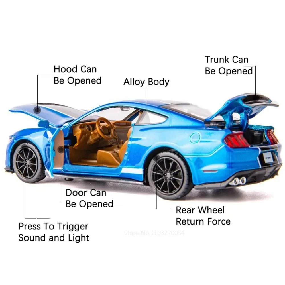 1:32 Ford Mustang Shelby GT350 Легкосплавные автомобильные игрушки Литая под давлением модель