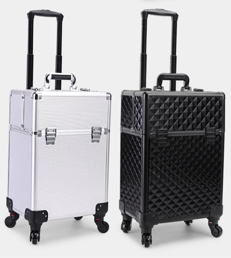 

22 inch Rolling Nail Case Wheeled Manicure Storage Case Polish Organizer Professional Rolling Makeup Trolley Cosmetic Suitcase