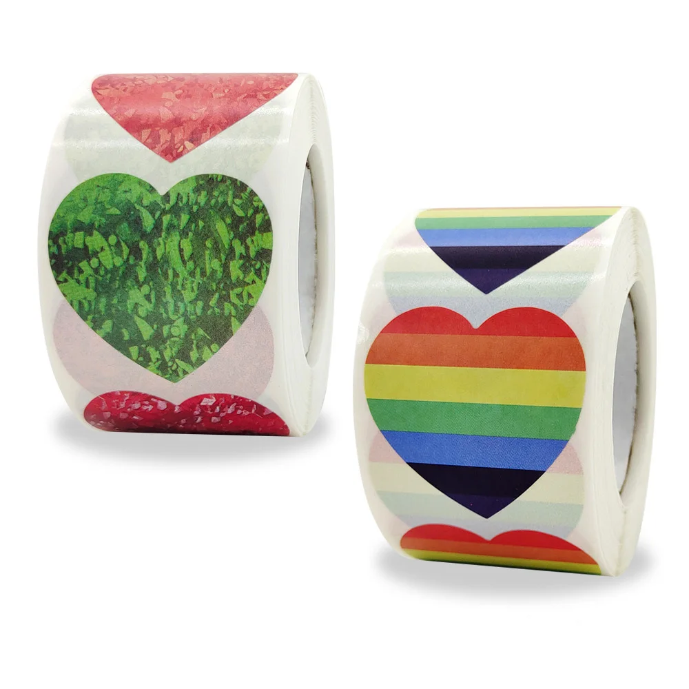 

500 шт., наклейки-этикетки в форме сердца, 3,8 см