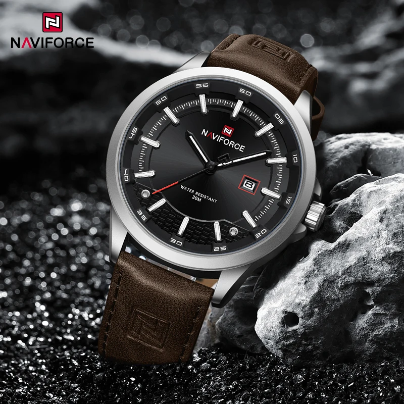NAVIFORCE новый дизайн часы для мужчин удобные натуральная кожа японский механизм