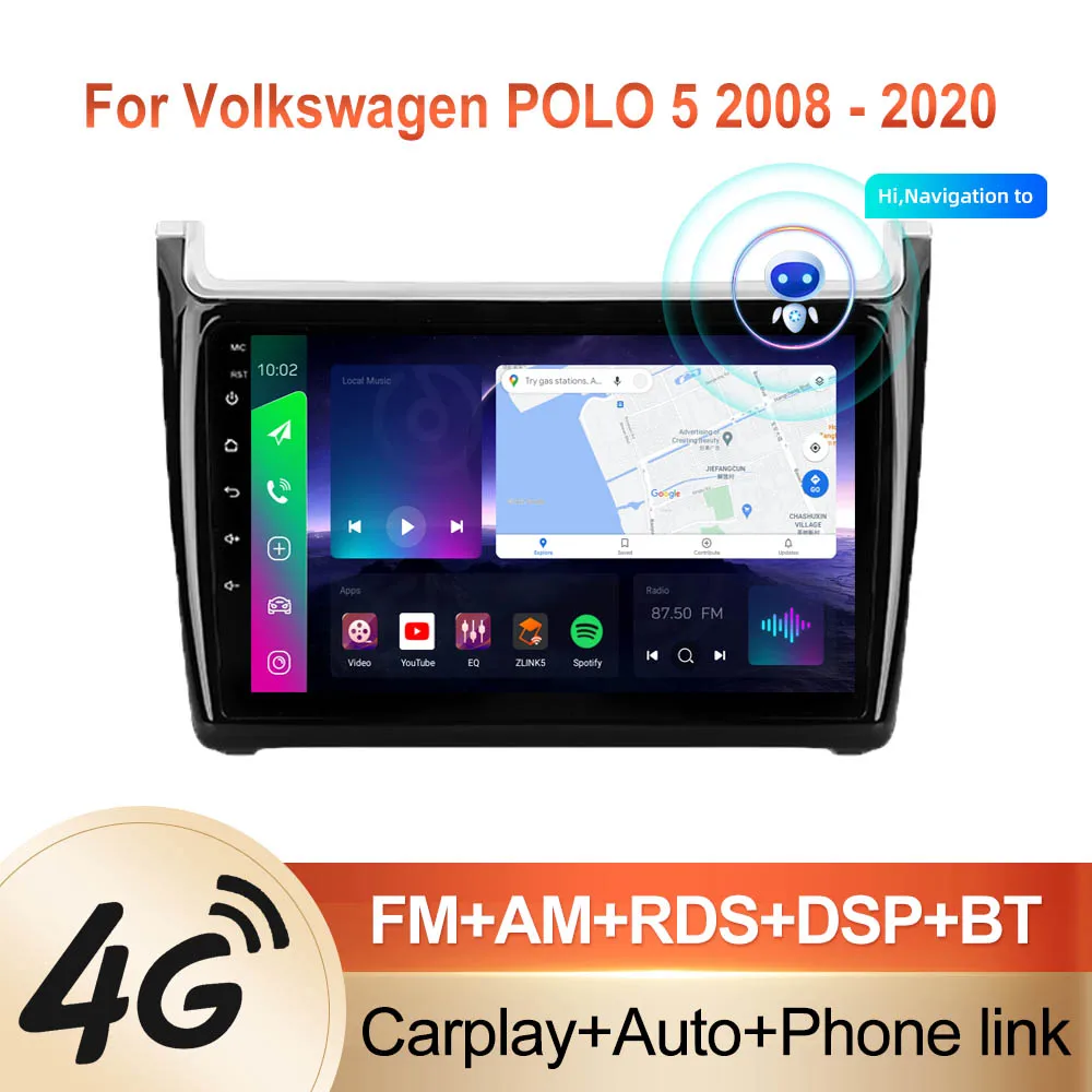 

PEERCE For Volkswagen POLO 5 2008 - 2020 Car Radio AI Voice Multimedia Video Player Navigation GPS Android No 2din 2 din dvd