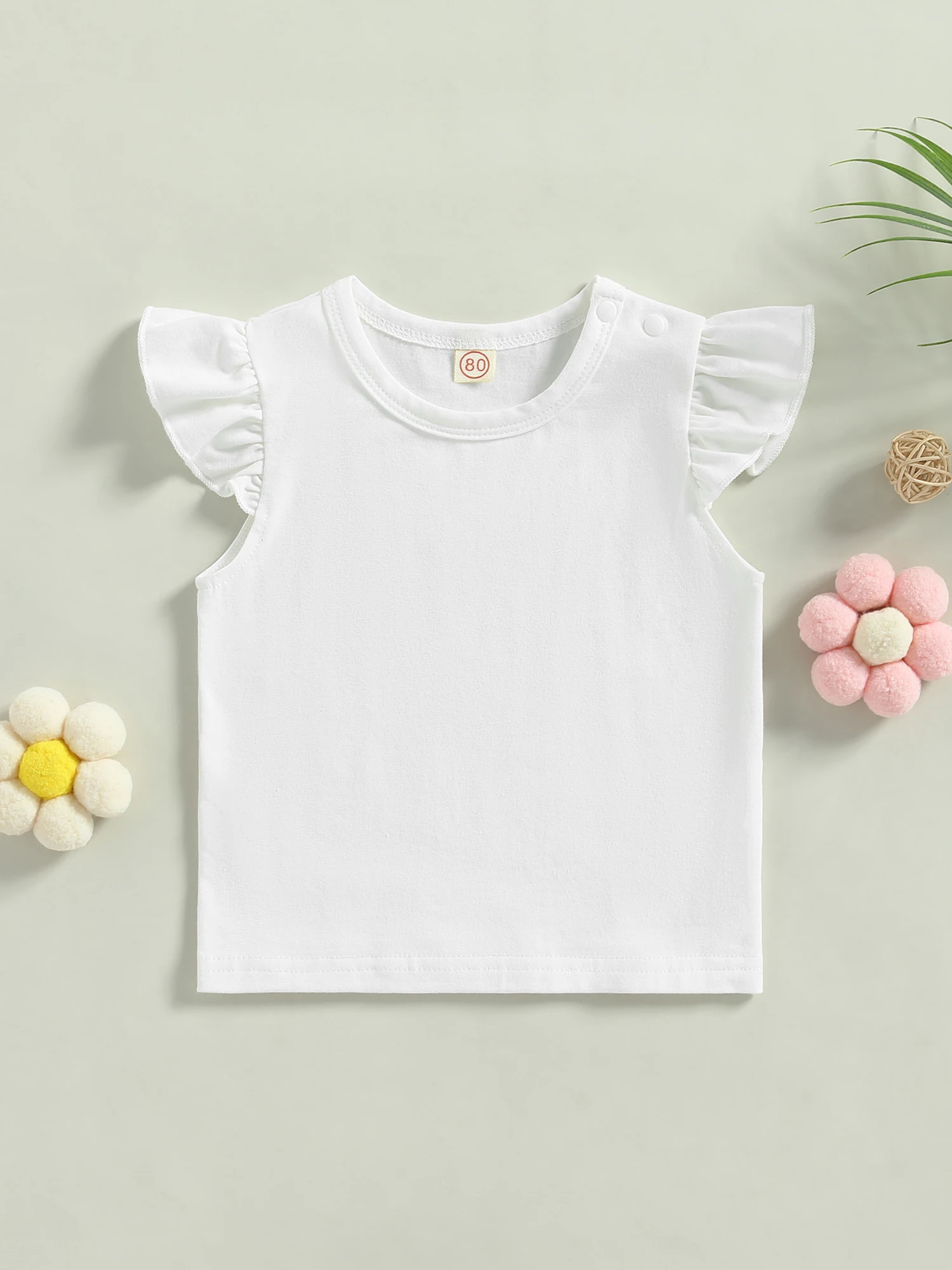 

Baby Girl Basic Tops Ruffle Sleeve T-Shirts Infant Tee Clothes Color Solid (O-Pink 3-4 Years)