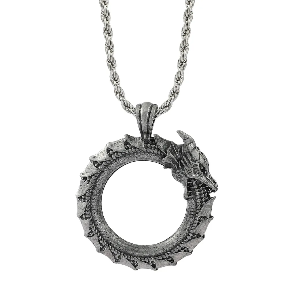 

Ouroboros Pendant Necklace Alloy Dragon Pendant Hip Hop Necklace Personalized Punk Jewelry Accessories