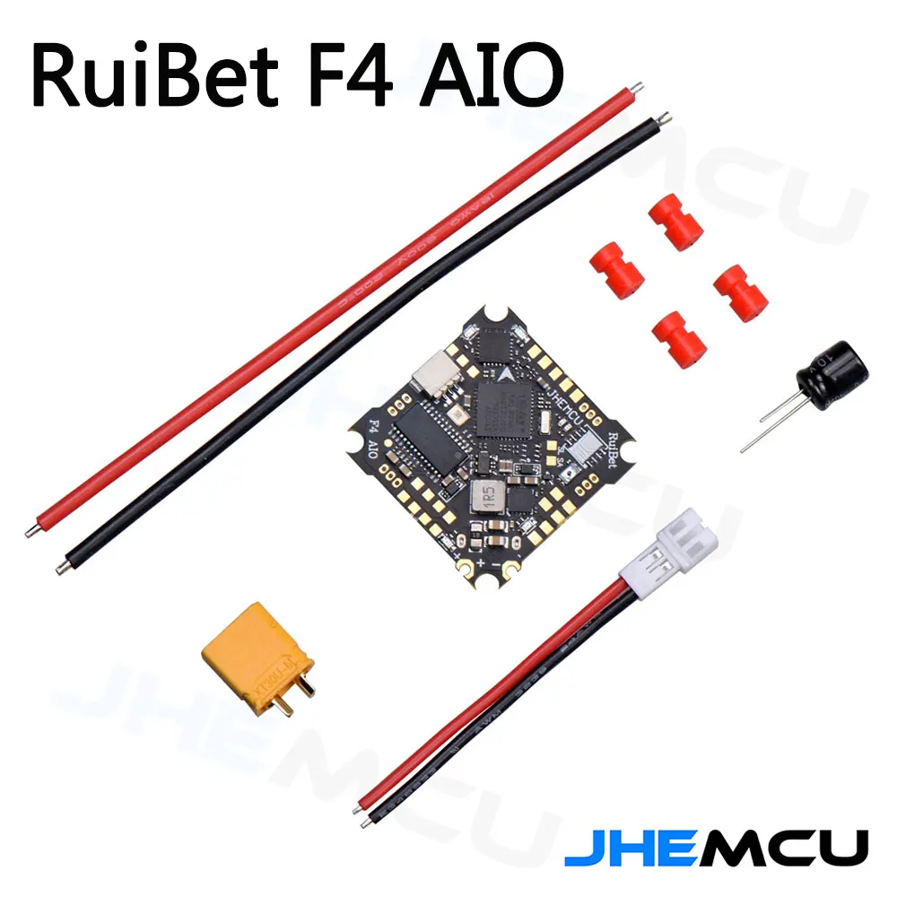 

JHEMCU RuiBet F4 AIO MPU600 F411 Контроллер полета BLHELIS 12A 4 в 1 ESC 25.5X25.5mm для FPV Tinywhoop дроны DIY части