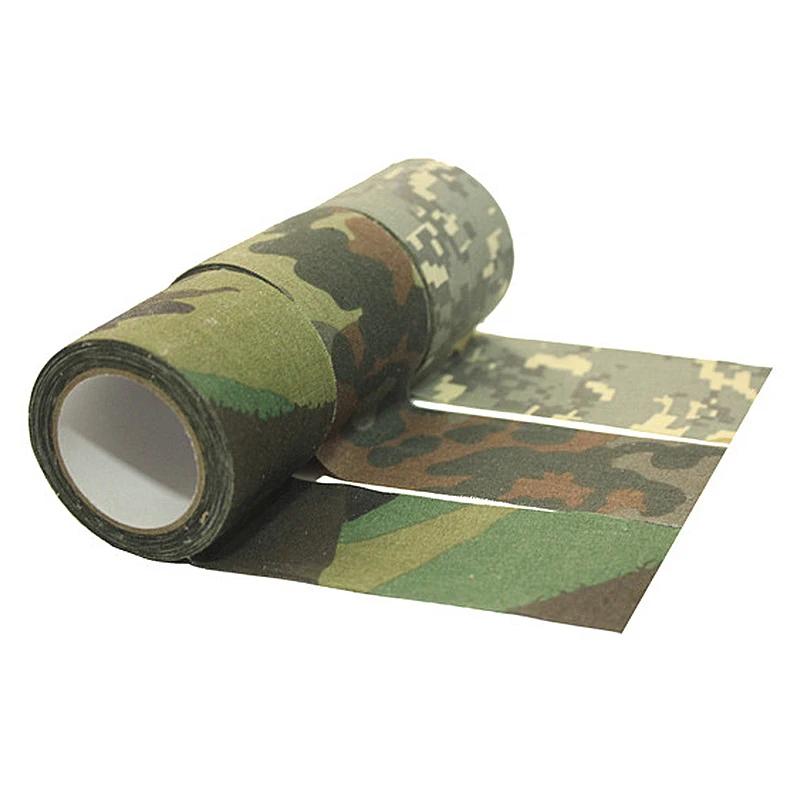 

1PC 5M Self Adhesive Tape Non-woven Camouflage Cohesive Hunting Camping Camo Stealth Ribbon Used For All Those Who Work Outdoors