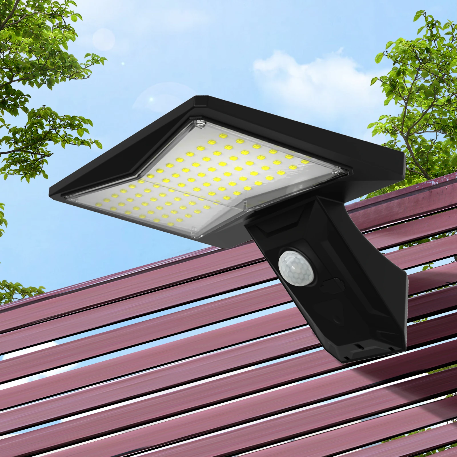 

Solar Lights Outdoor Motion Sensor Solar Powered LED Lights for Outside Waterproof Wall Lights with 3 Lighting Modes for Garden