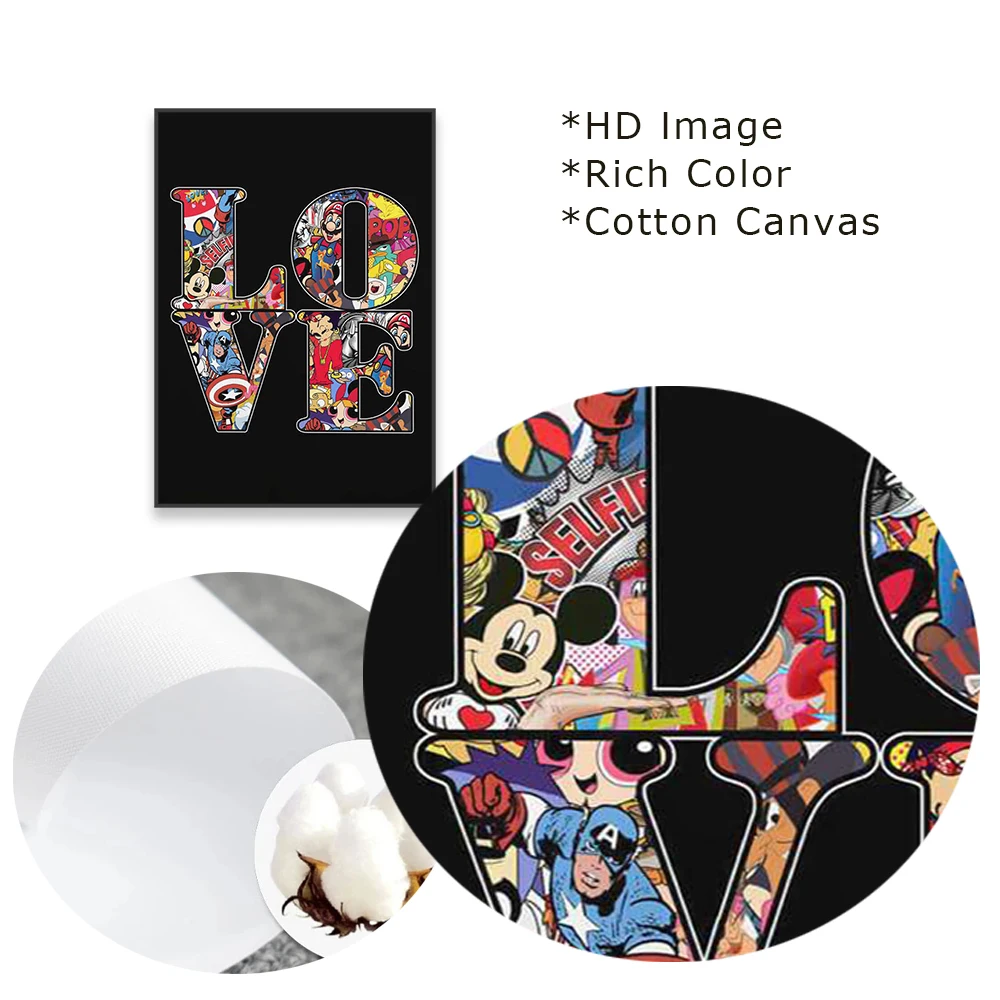 Бэнкси стрит-Арт плакат любовь в черном поп граффити красочные диснеевские