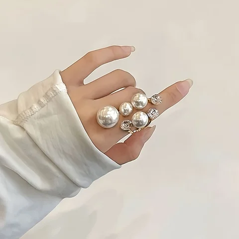 Двухслойные жемчужные кольца MOONBIFFY  для женщин