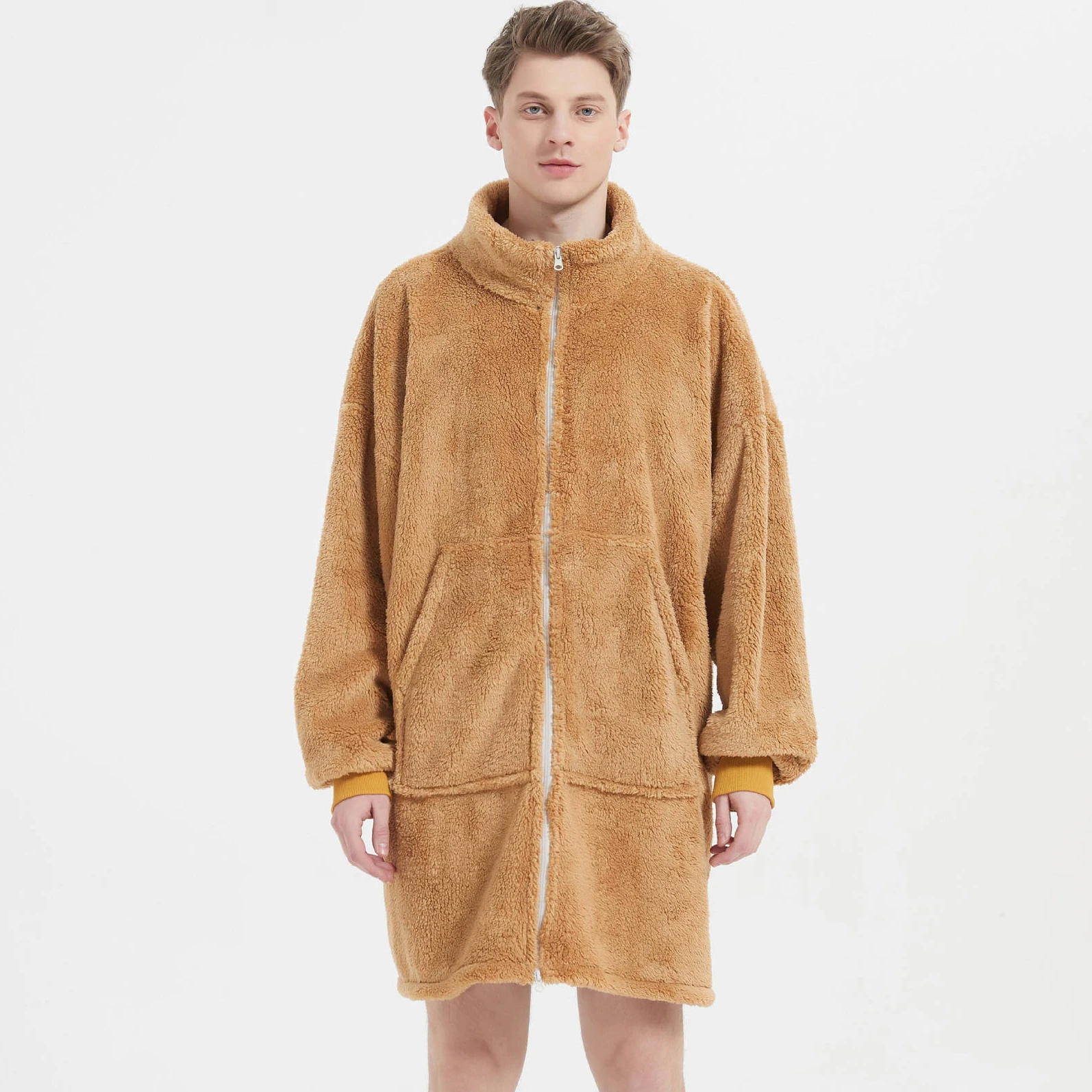 Adult Onesie Sleepwear Men's and Women's Nightgown Sweatshirt Polar Fleece Homewear Thickened Long Sleeve Pajama Set