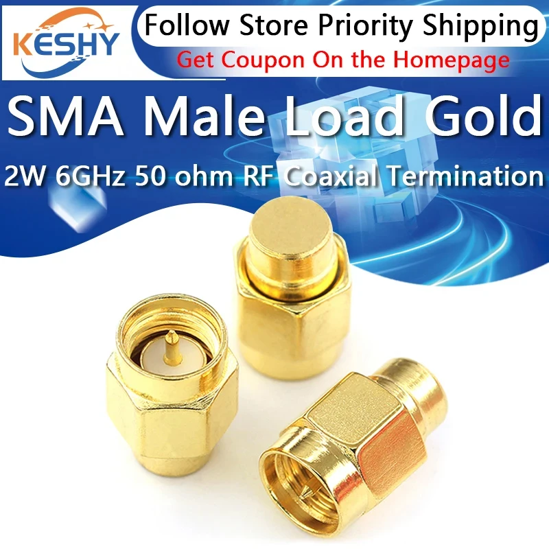 

2 Вт, 6 ГГц, 50 Ом, SMA, мужской RF коаксиальный терминал, фиктивная нагрузка, позолоченный колпачок, разъемы, аксессуары